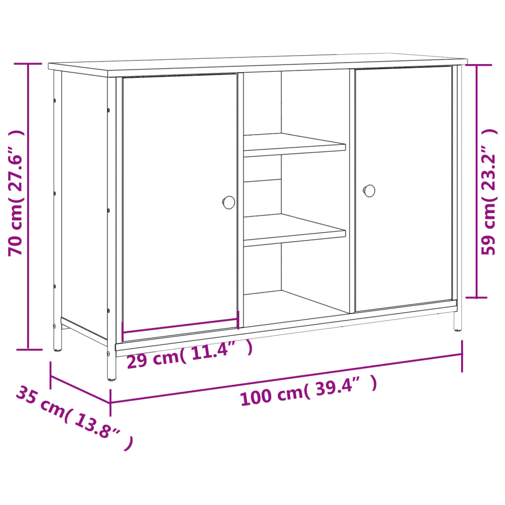  Sideboard Schwarz 100x35x70 cm Holzwerkstoff