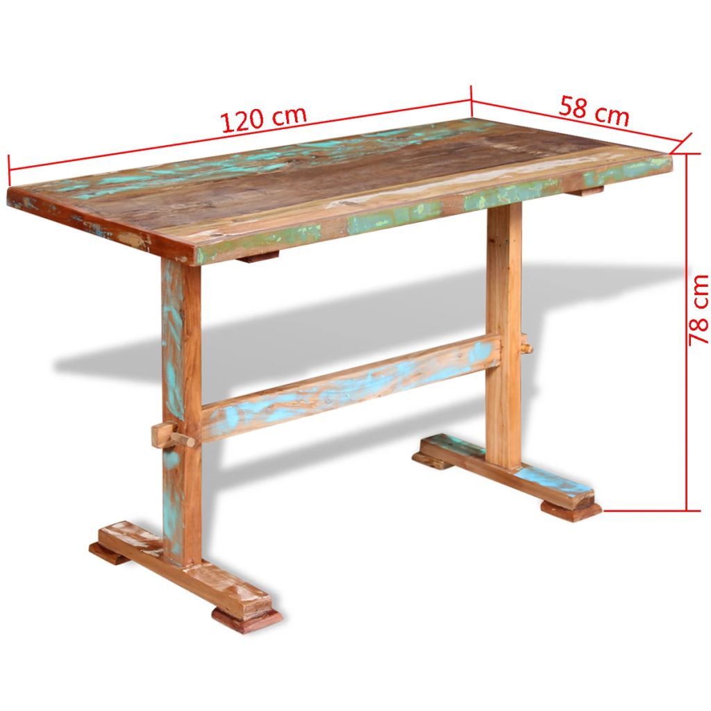  Esstisch mit Holzgestell Massives Altholz 120x58x78 cm
