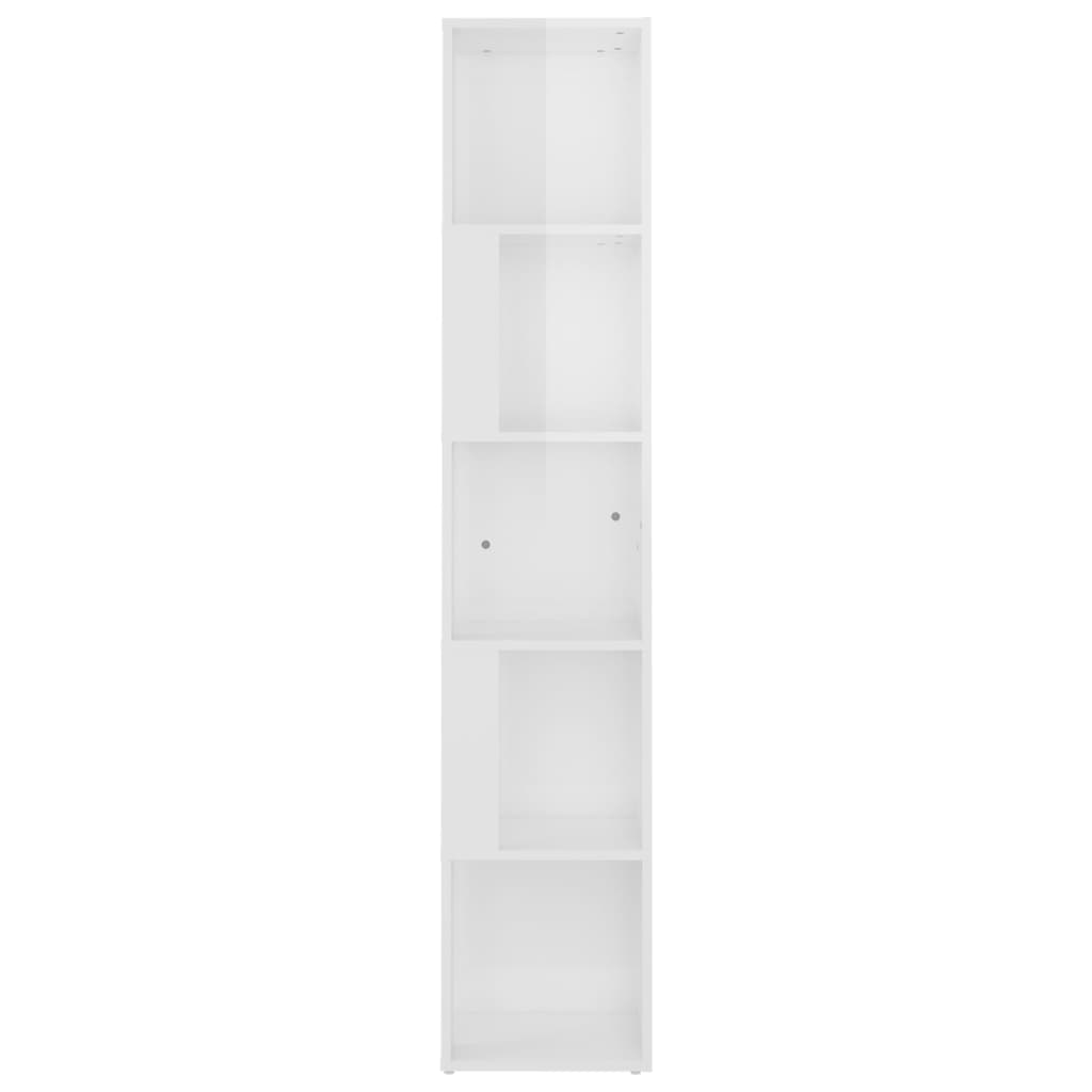  Eckregal Hochglanz-Weiß 33x33x164,5 cm Holzwerkstoff