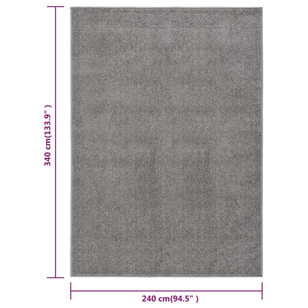  Teppich Kurzflor 240x340 cm Grau