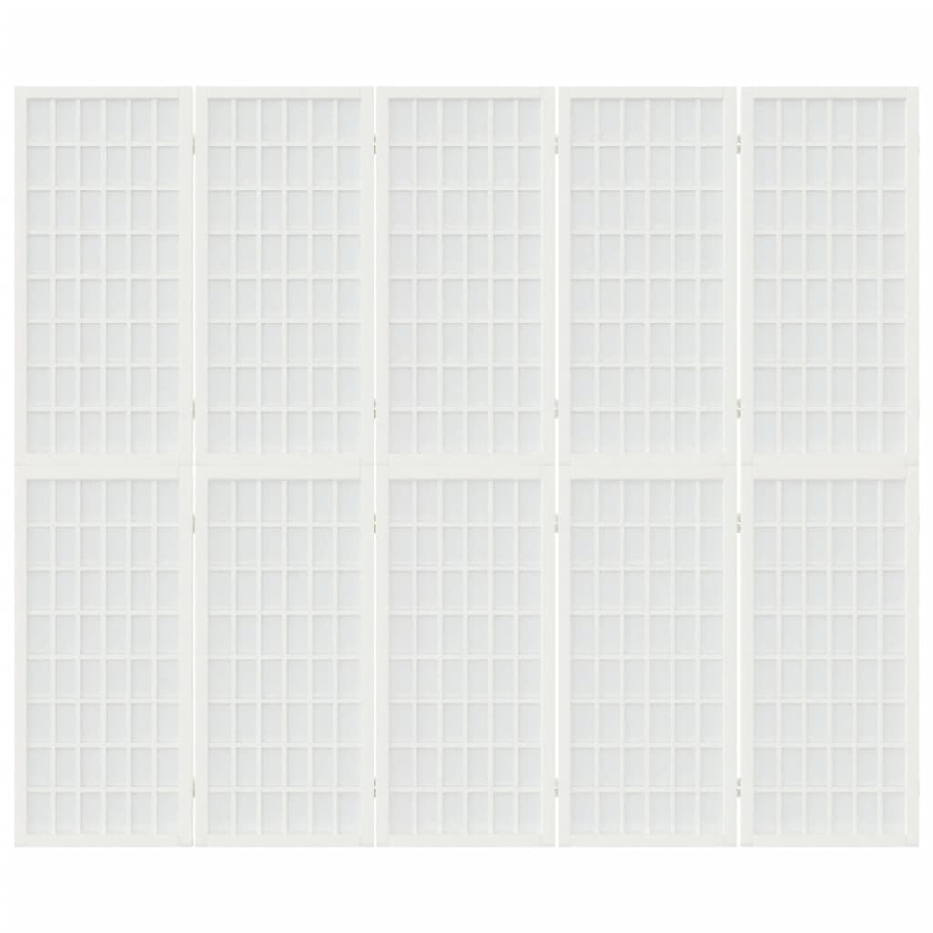  5-tlg. Paravent Japanischer Stil Faltbar 200x170 cm Weiß