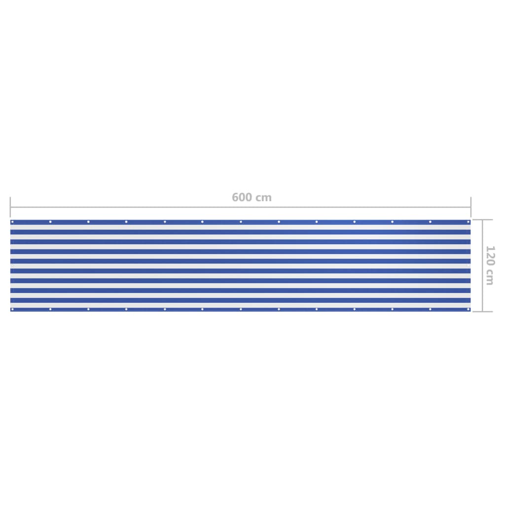  Balkon-Sichtschutz Weiß und Blau 120x600 cm Oxford-Gewebe