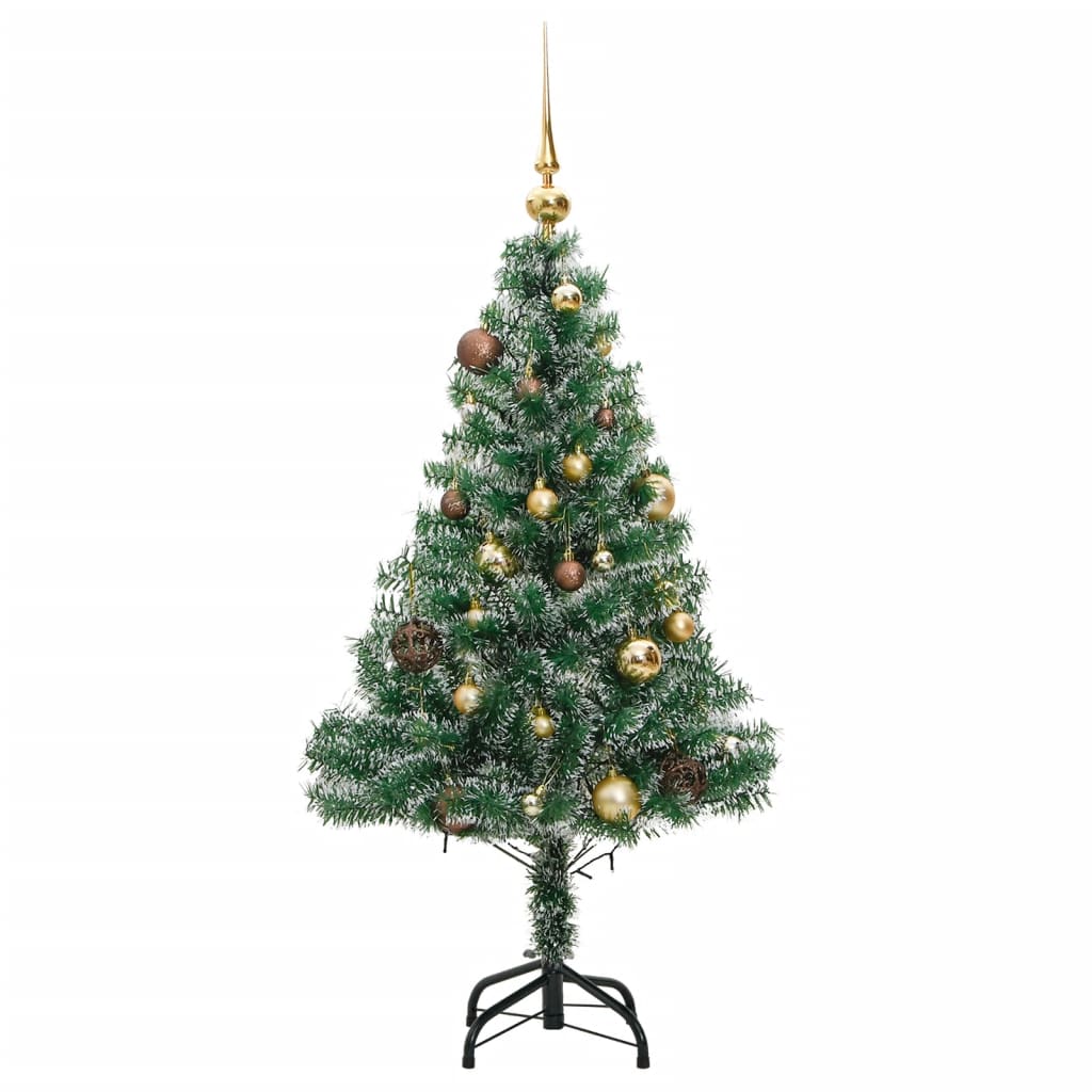  Künstlicher Weihnachtsbaum mit Schnee & Kugeln 150 LEDs 120 cm