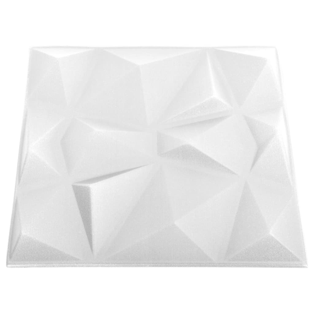  3D-Wandpaneele 12 Stk. 50x50 cm Diamant Weiß 3 m²