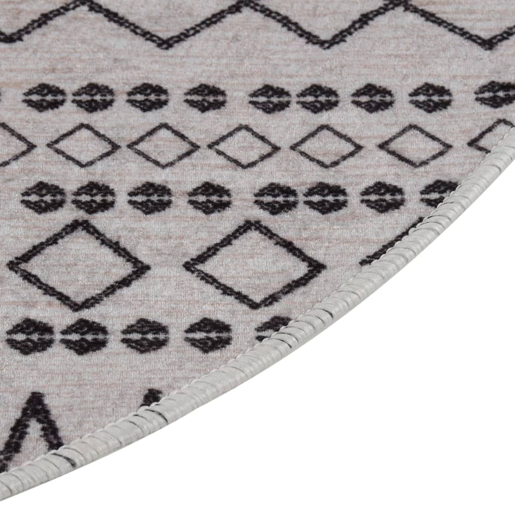  Teppich Waschbar Schwarz und Weiß φ120 cm Rutschfest