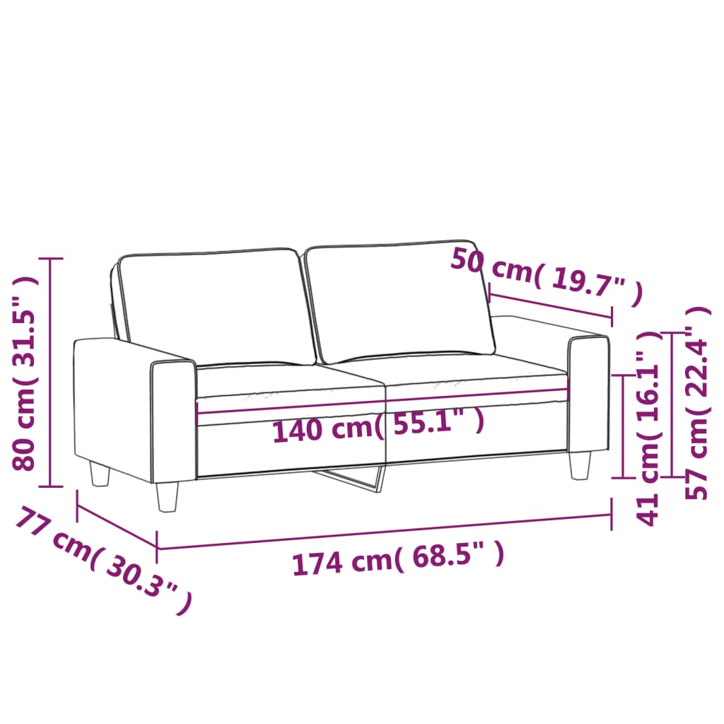  2-Sitzer-Sofa Braun 140 cm Stoff