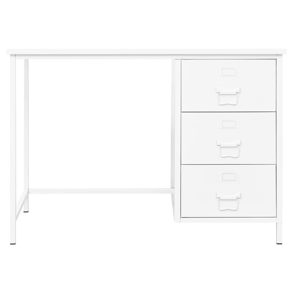  Schreibtisch Industrie-Stil mit Schubladen Weiß 105x52x75 cm