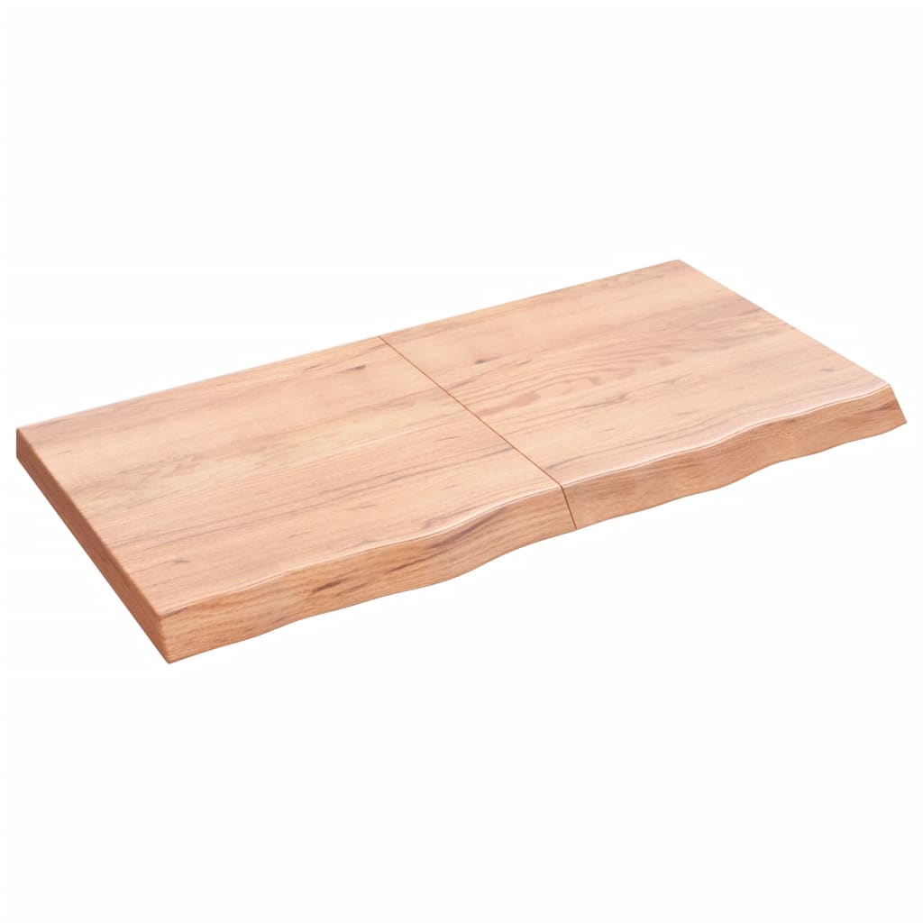  Tischplatte Hellbraun 120x60x(2-6)cm Massivholz Eiche Behandelt