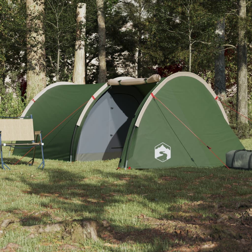  Campingzelt 4 Personen Grün Wasserfest