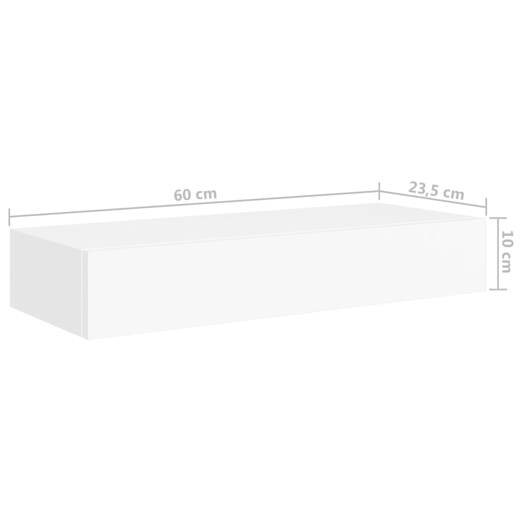  Wandregale mit Schubladen 2 Stk. Weiß 60x23,5x10 cm MDF