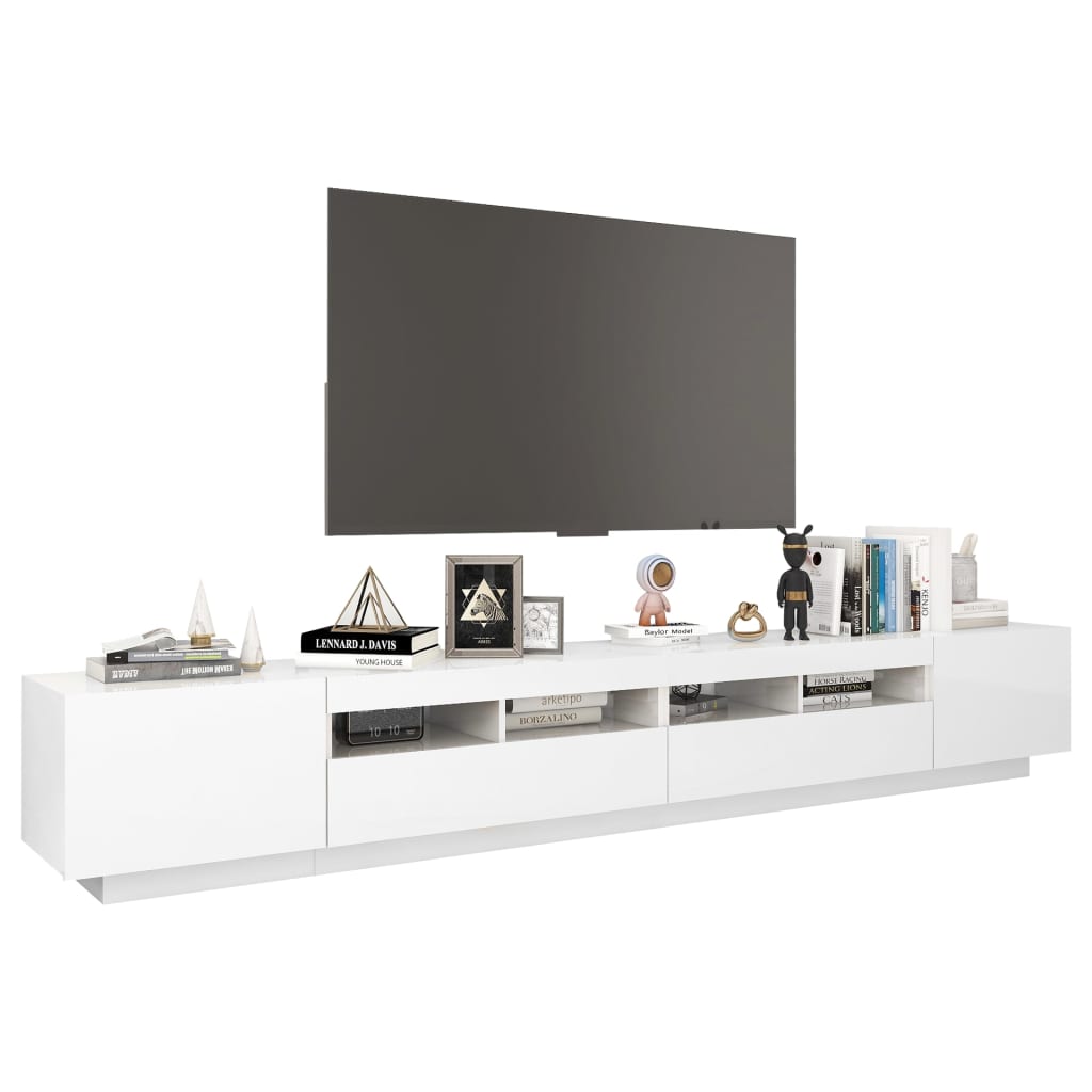  TV-Schrank mit LED-Leuchten Hochglanz-Weiß 260x35x40 cm