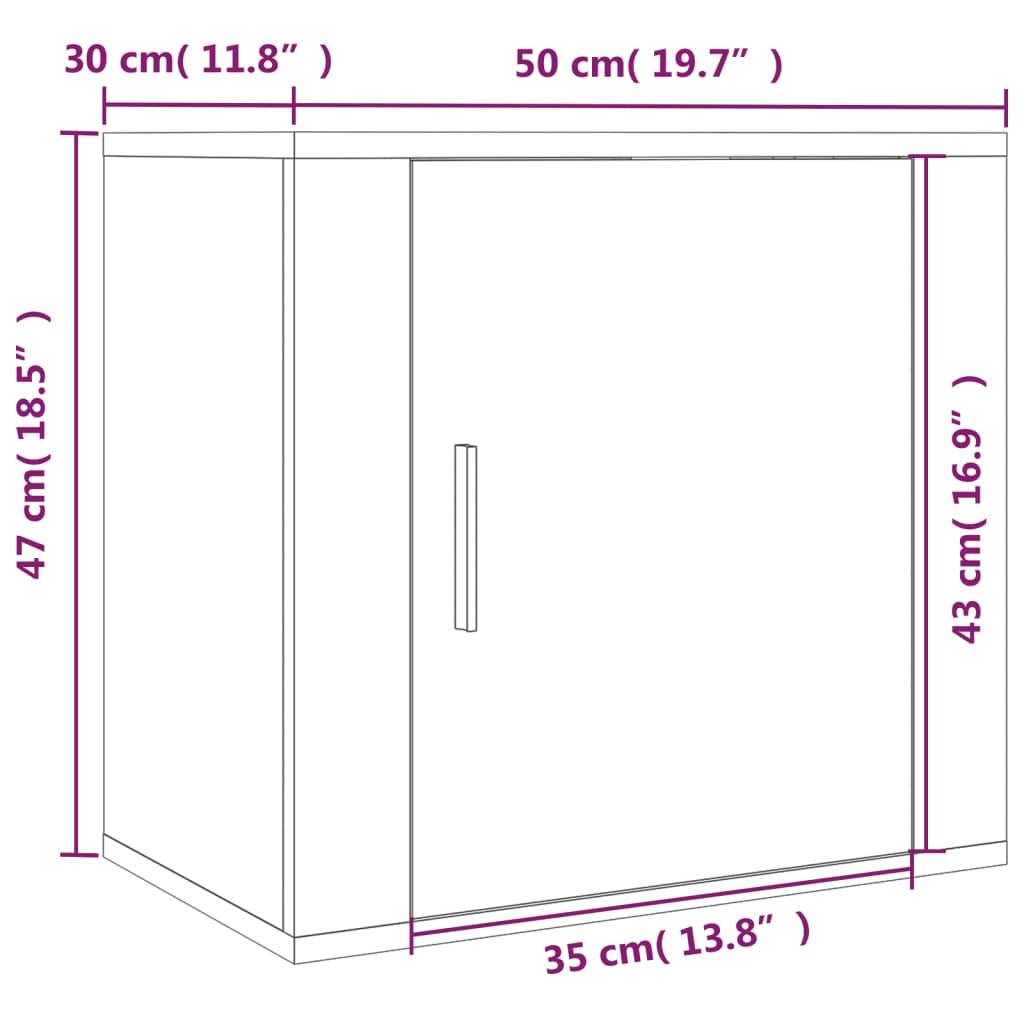  Wand-Nachttisch Braun Eichen-Optik 50x30x47 cm