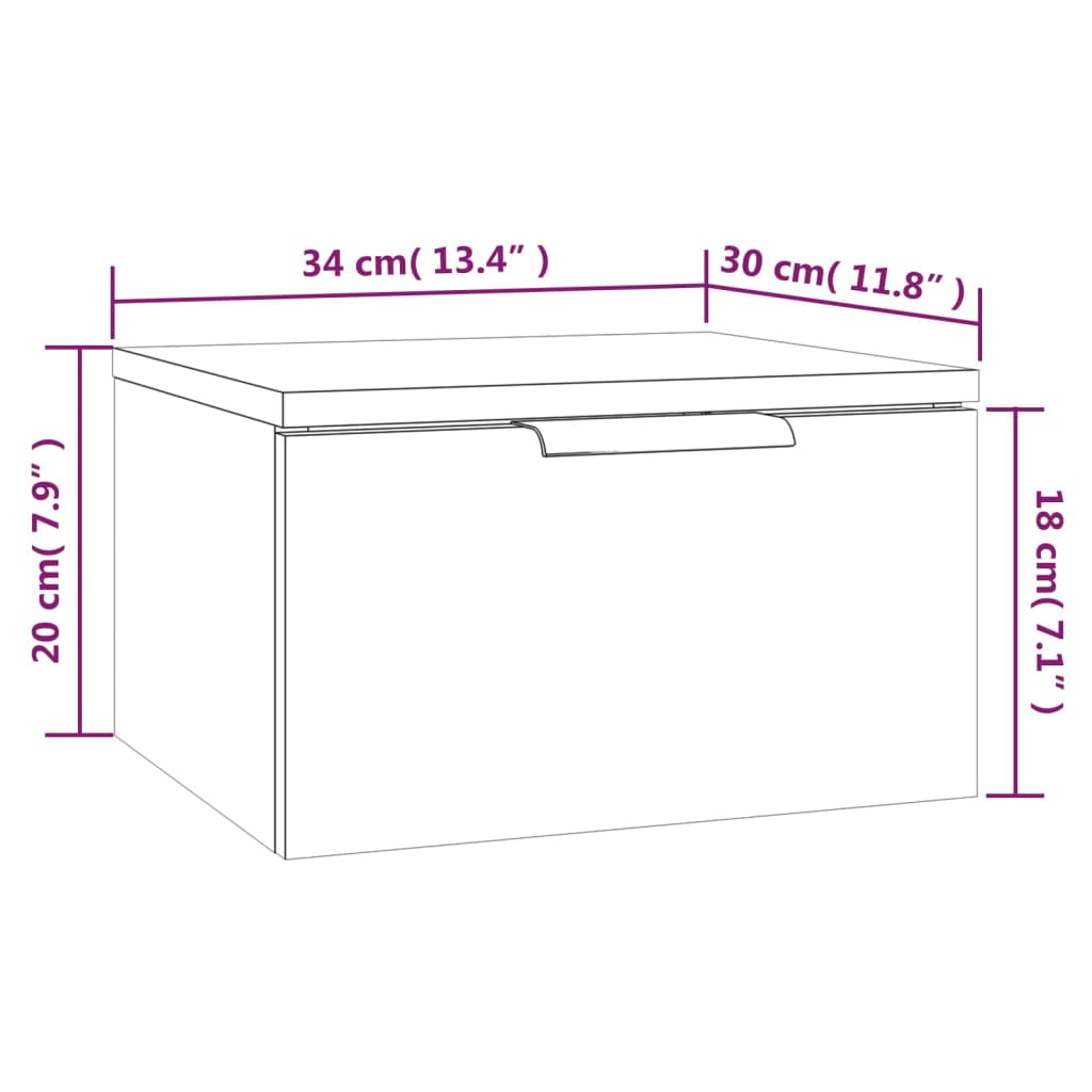  Wand-Nachttisch Räuchereiche 34x30x20 cm