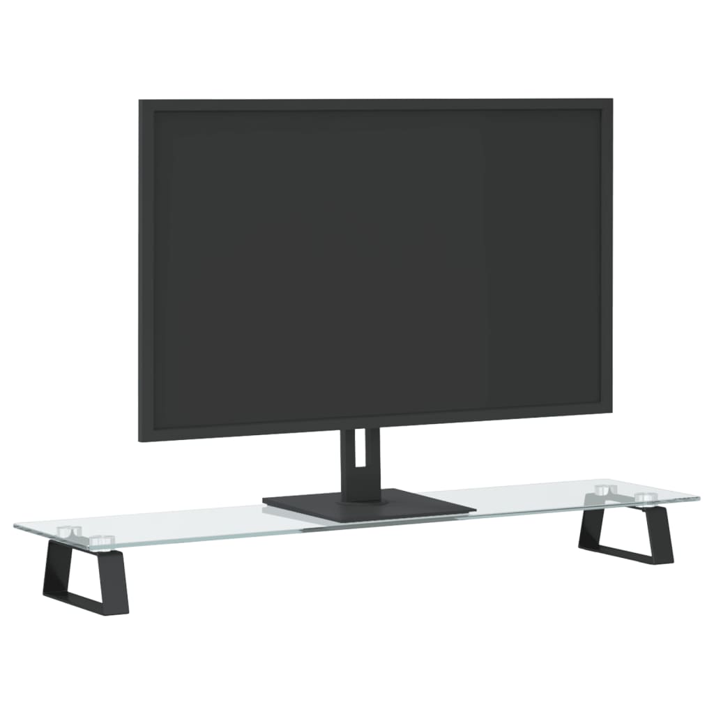  Monitorständer Schwarz 80x20x8 cm Hartglas und Metall