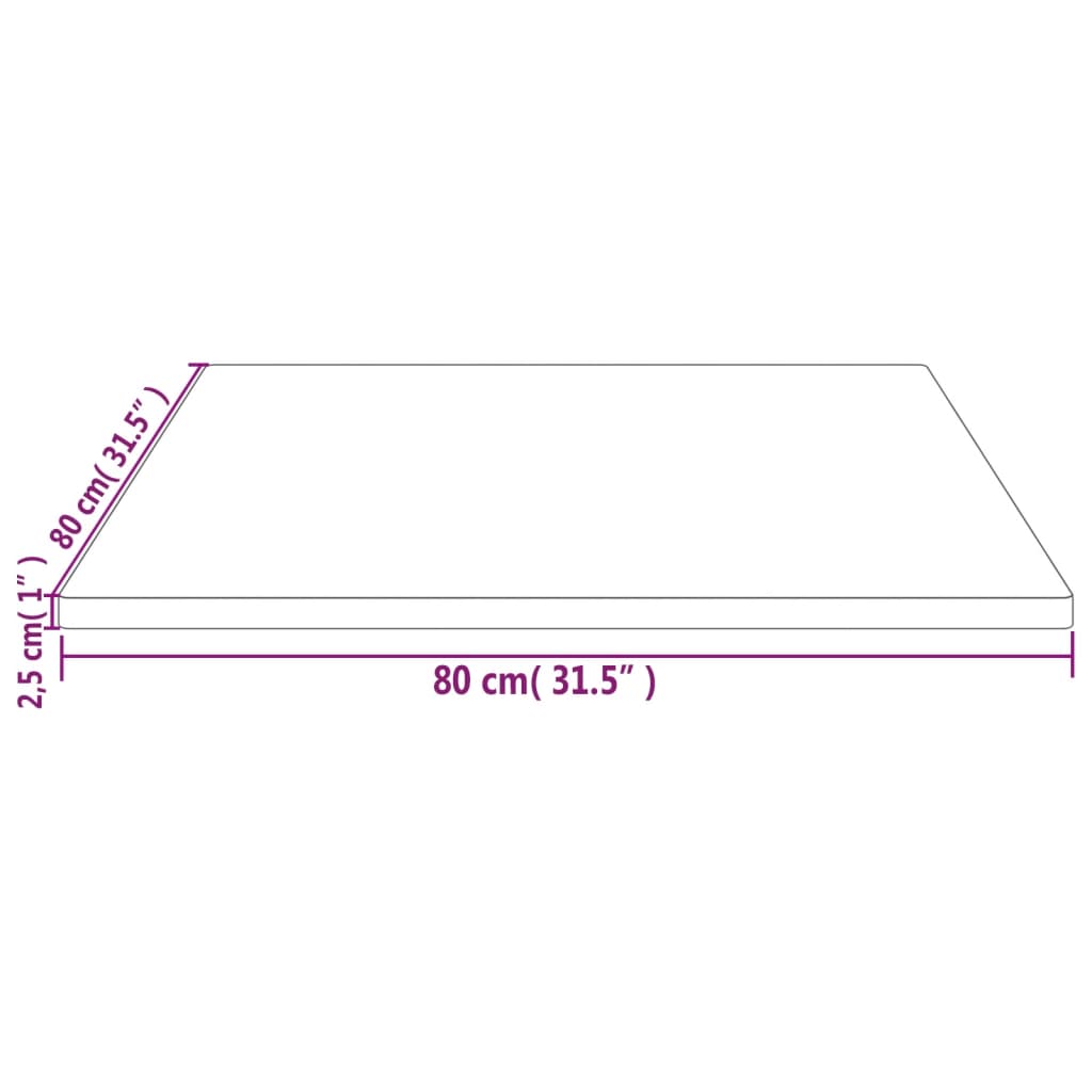  Tischplatte Weiß 80x80x2,5 cm Massivholz Kiefer Quadratisch