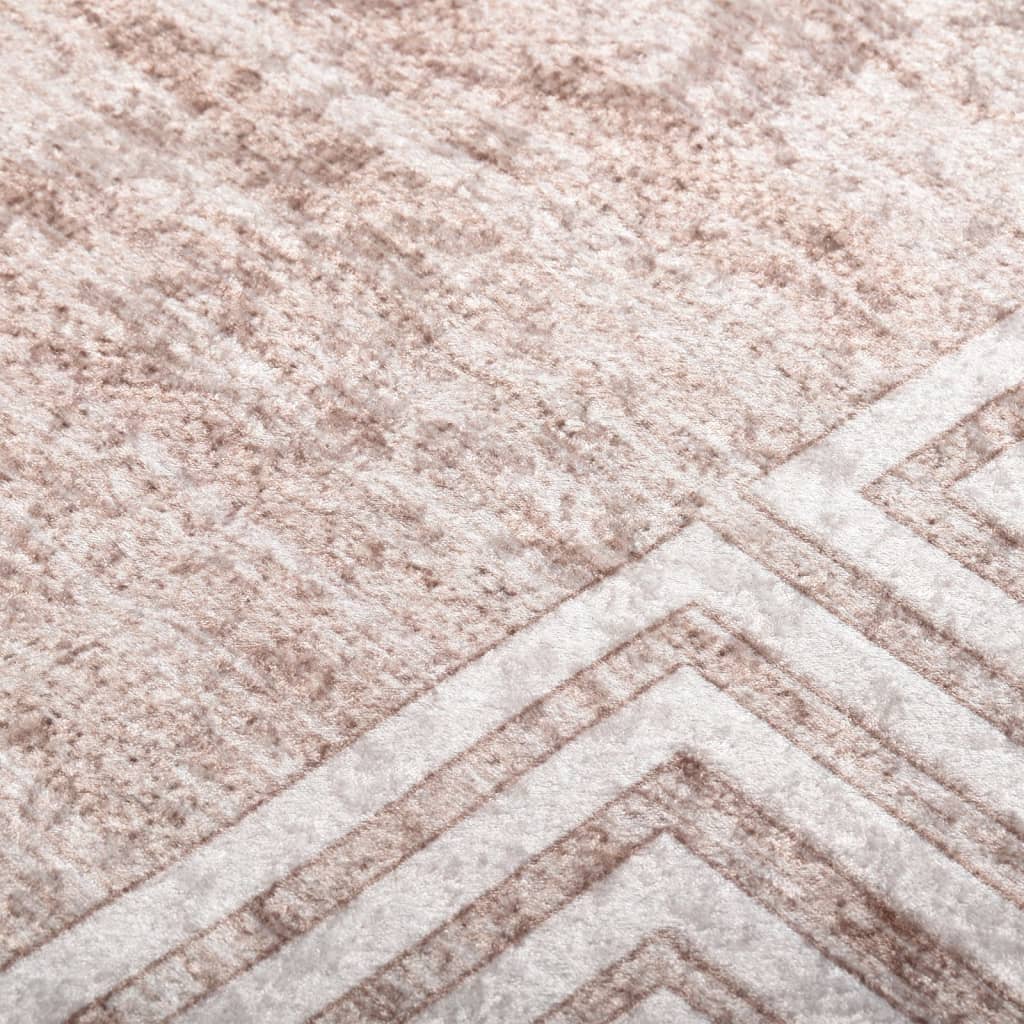  Teppich Waschbar Beige 160x230 cm Rutschfest