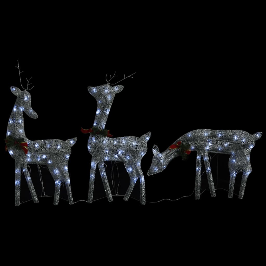  LED-Rentiere Weihnachtsdeko 270x7x90 cm Silbern Kaltweiß