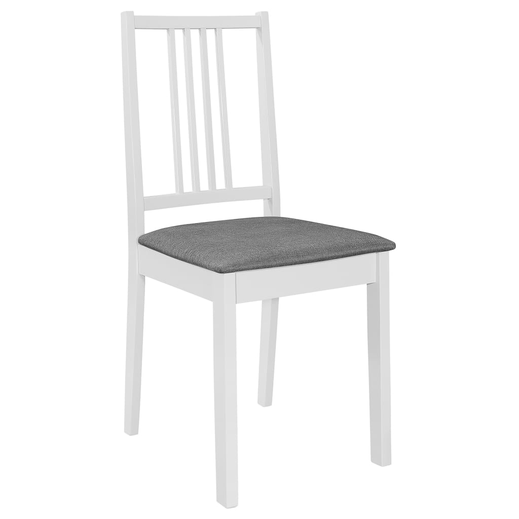  Esszimmerstühle mit Polstern 4 Stk. Weiß Massivholz