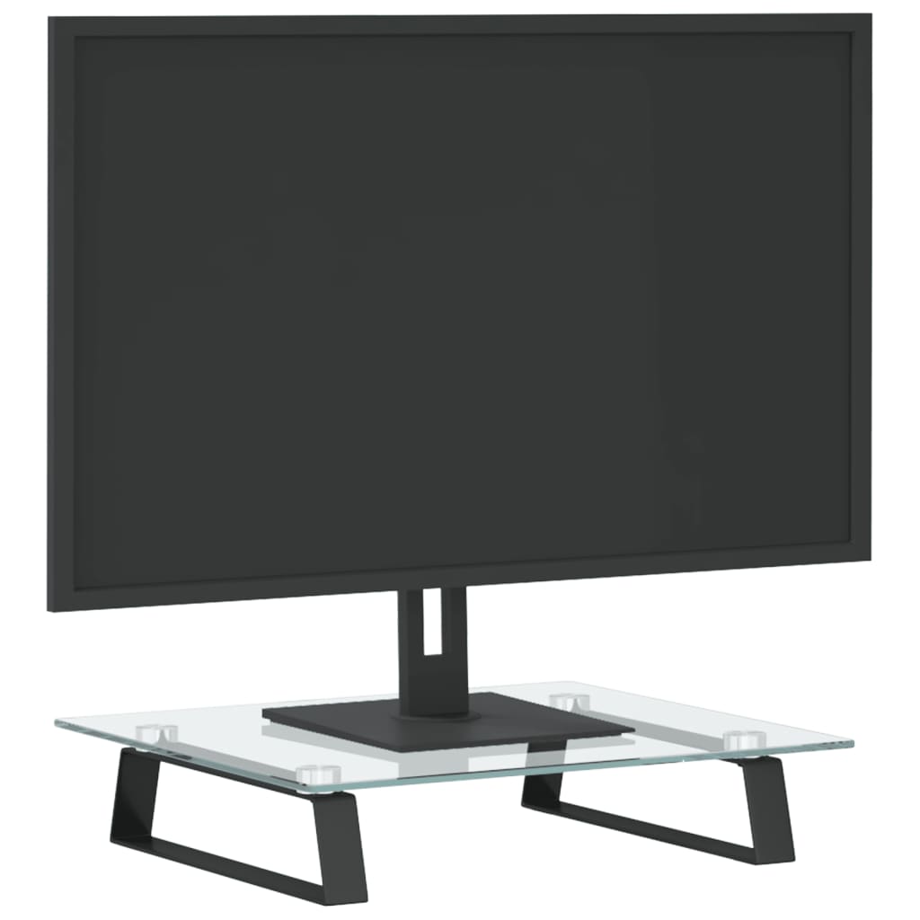  Monitorständer Schwarz 40x35x8 cm Hartglas und Metall