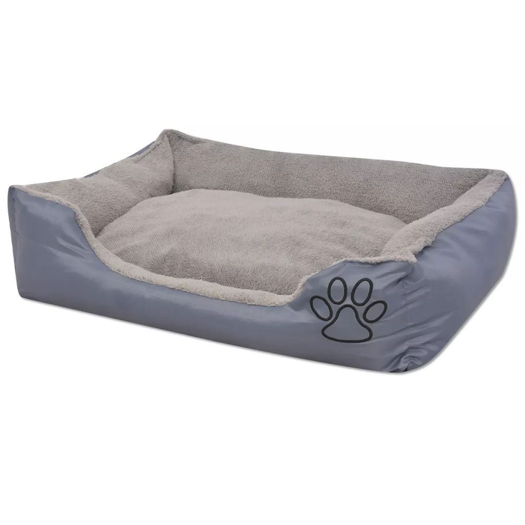  Hundebett mit gepolstertem Kissen Größe L Grau