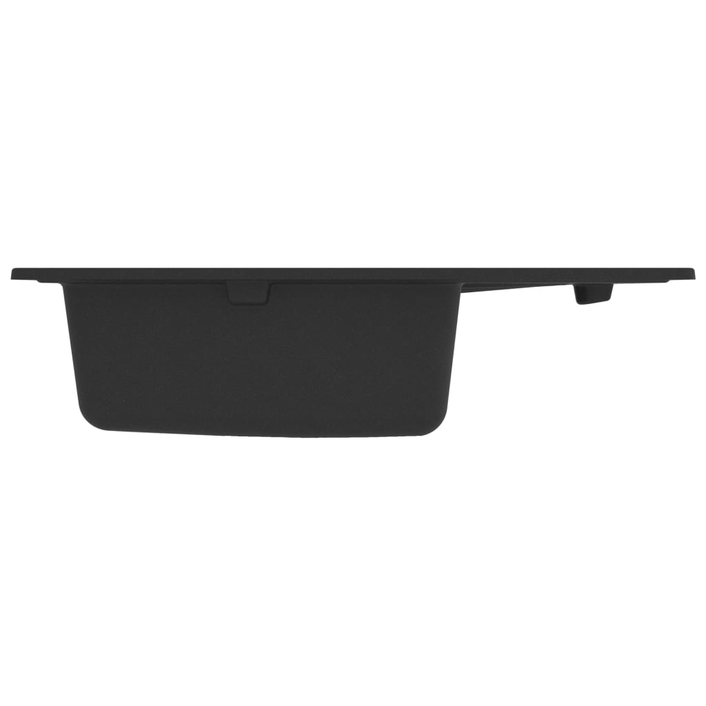  Küchenspüle mit Überlauf Oval Schwarz Granit