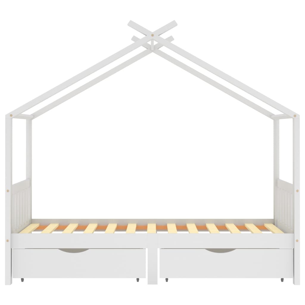  Kinderbett mit Schubladen Weiß Massivholz Kiefer 90x200 cm