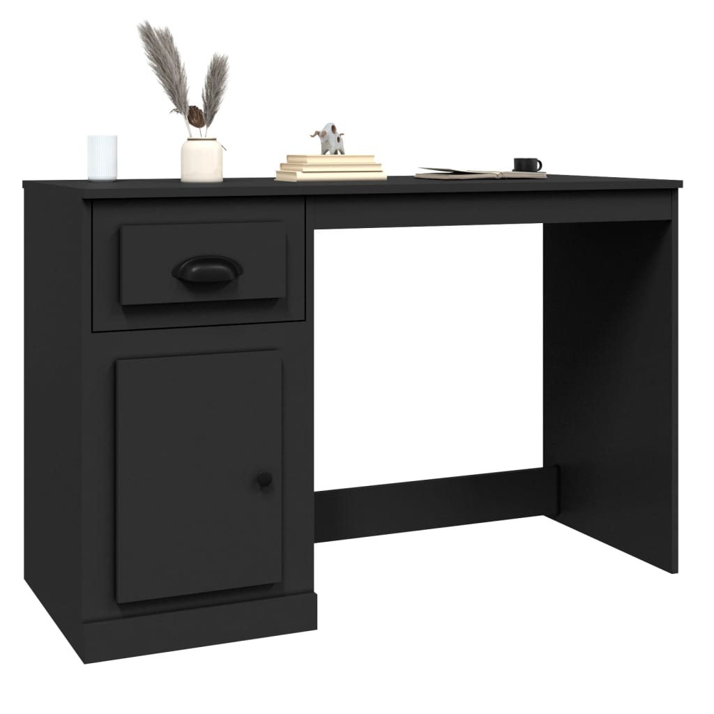  Schreibtisch mit Schublade Schwarz 115x50x75 cm Holzwerkstoff