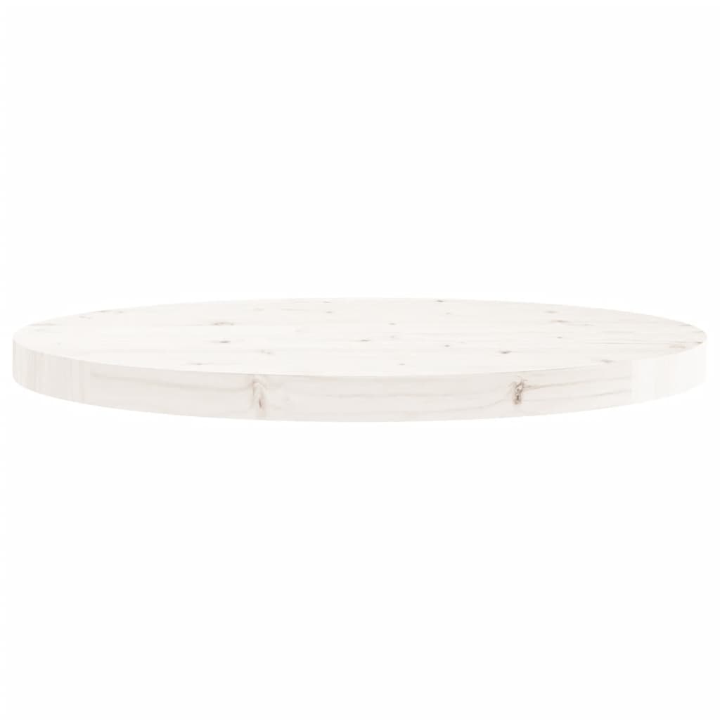  Tischplatte Rund Weiß Ø60x3 cm Massivholz Kiefer
