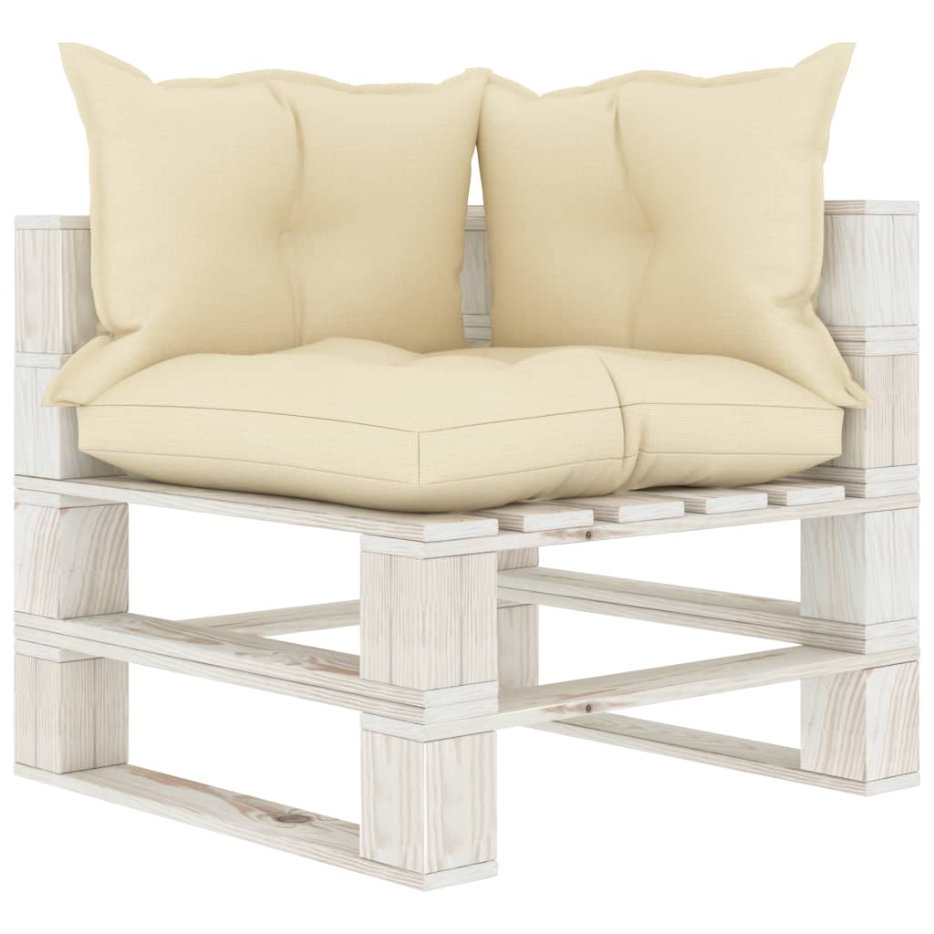  Garten-Palettensofa 4-Sitzer mit Kissen in Creme Holz