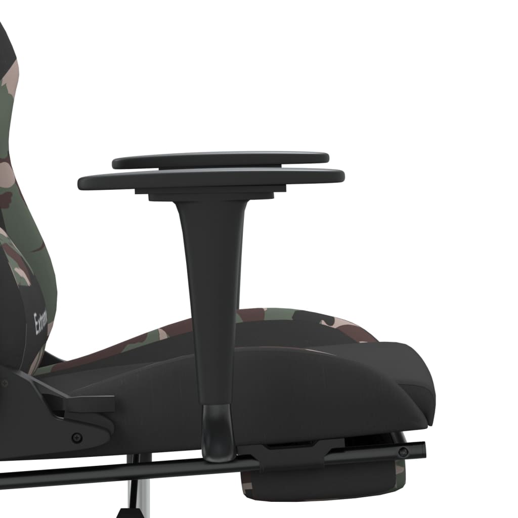  Gaming-Stuhl mit Fußstütze Schwarz und Tarnfarben Stoff