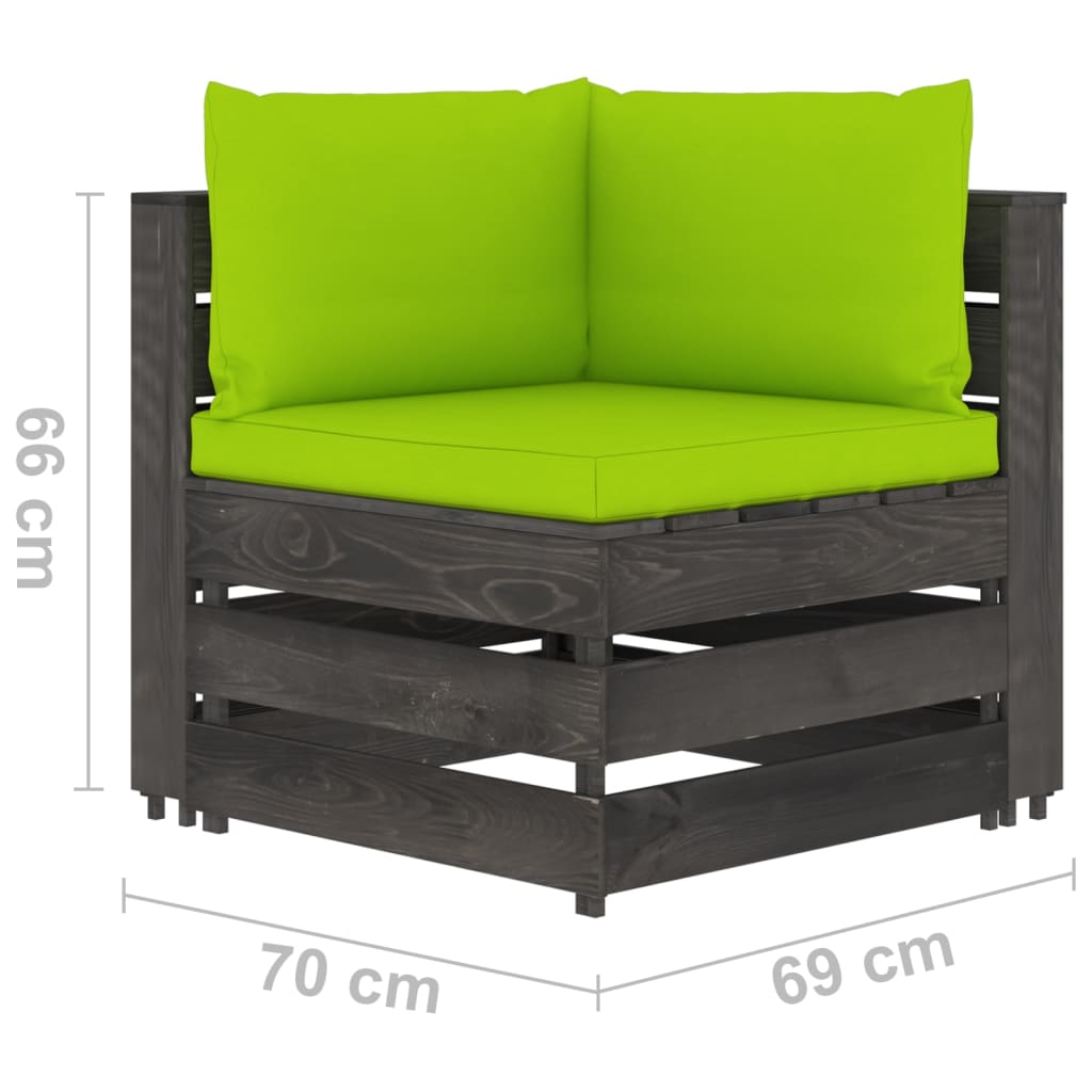  6-tlg. Garten-Lounge-Set mit Kissen Grau Imprägniertes Holz