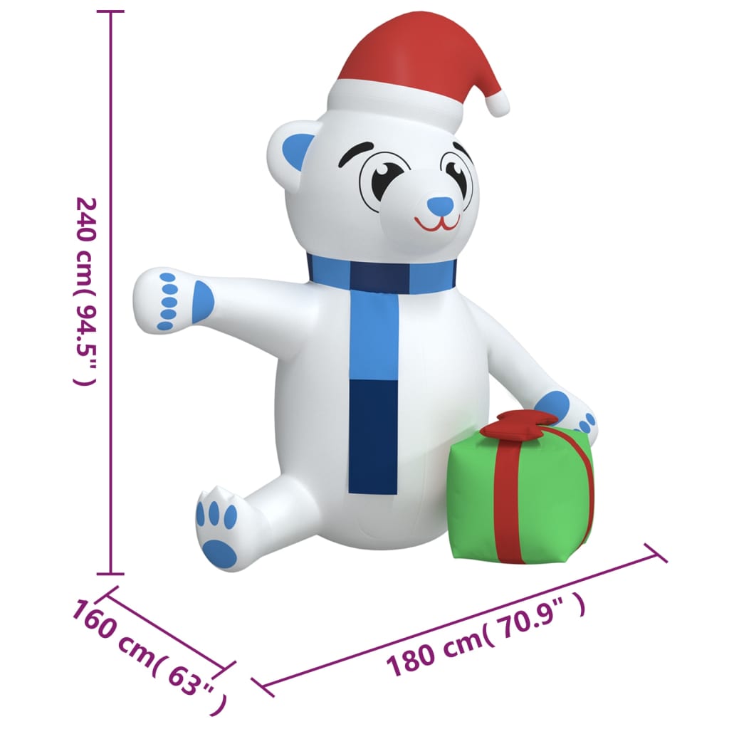  Weihnachtsdekoration Aufblasbarer Teddybär LED 240 cm