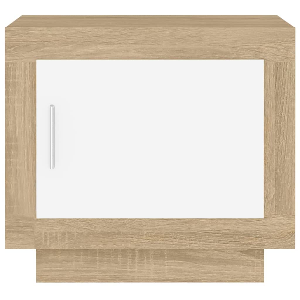  Couchtisch Weiß und Sonoma-Eiche 51x50x45 cm Holzwerkstoff