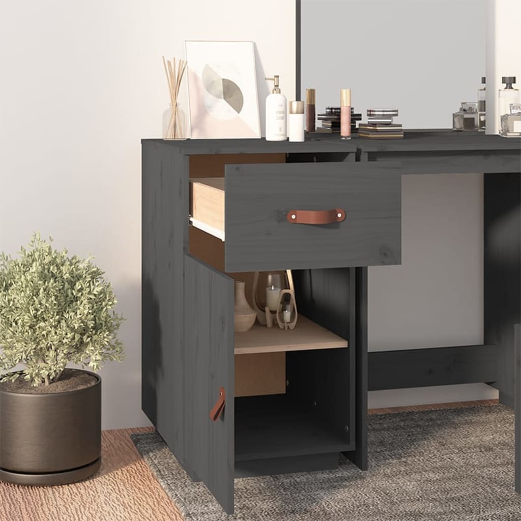  Schreibtisch-Schrank Grau 40x50x75 cm Massivholz Kiefer