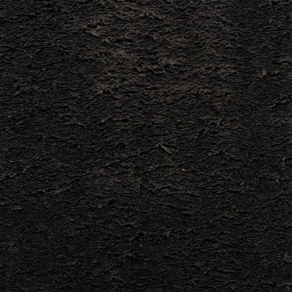  Teppich HUARTE Kurzflor Weich und Waschbar Schwarz 240x240 cm