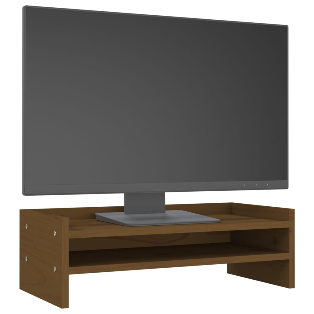  Monitorständer Honigbraun 50x24x16 cm Massivholz Kiefer