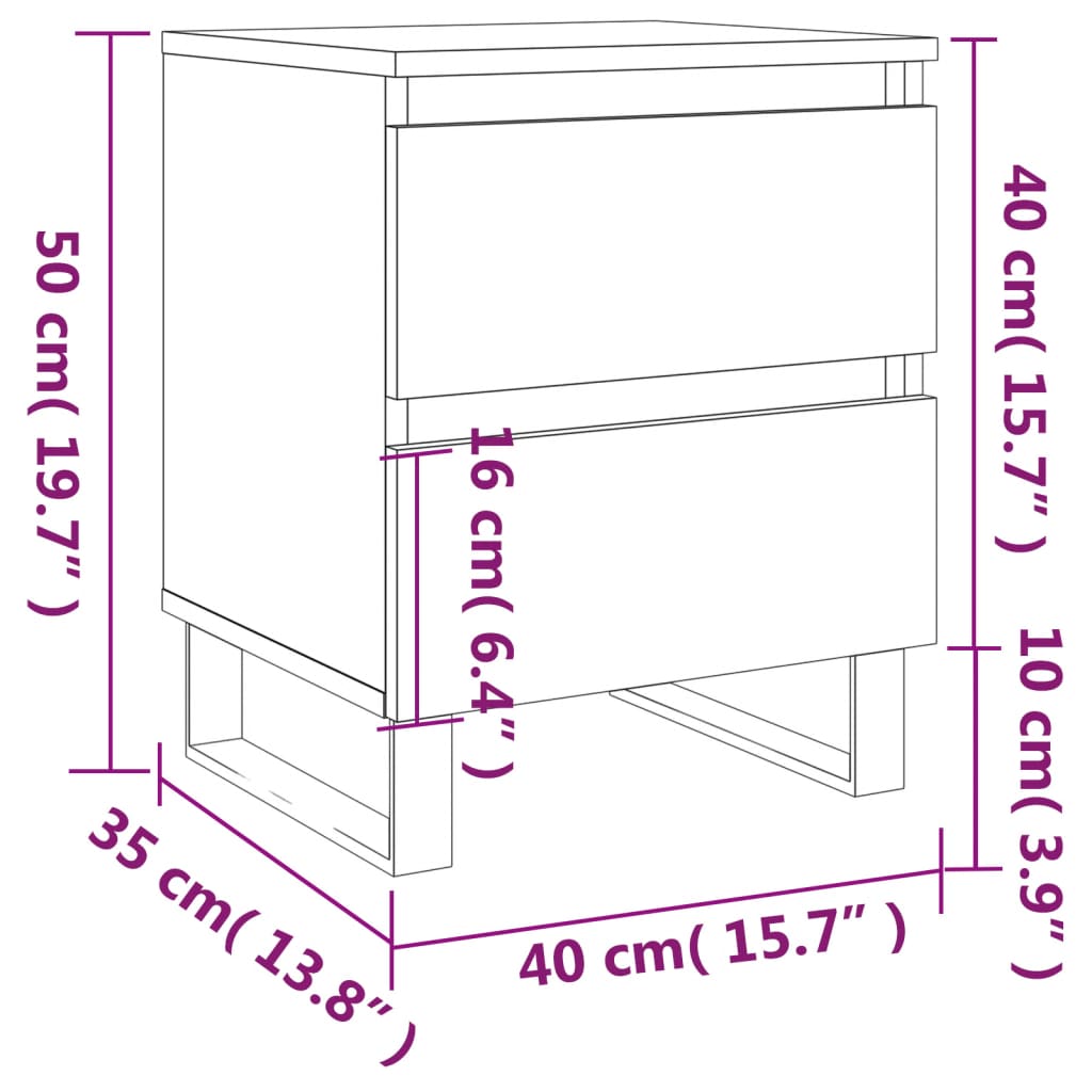  Nachttisch Weiß 40x35x50 cm Holzwerkstoff