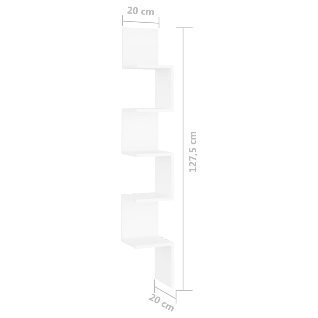  Wand-Eckregal Weiß 20x20x127,5 cm Holzwerkstoff