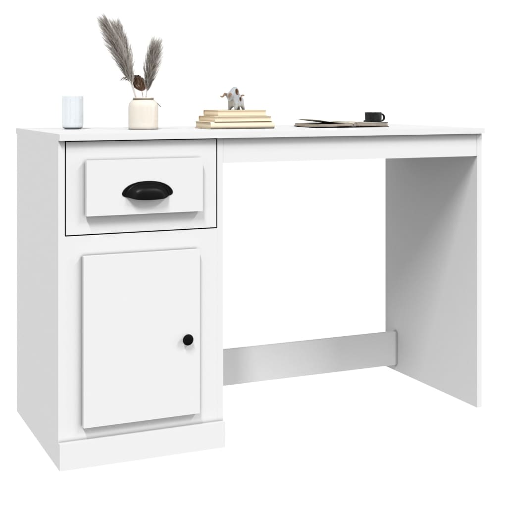  Schreibtisch mit Schublade Weiß 115x50x75 cm Holzwerkstoff