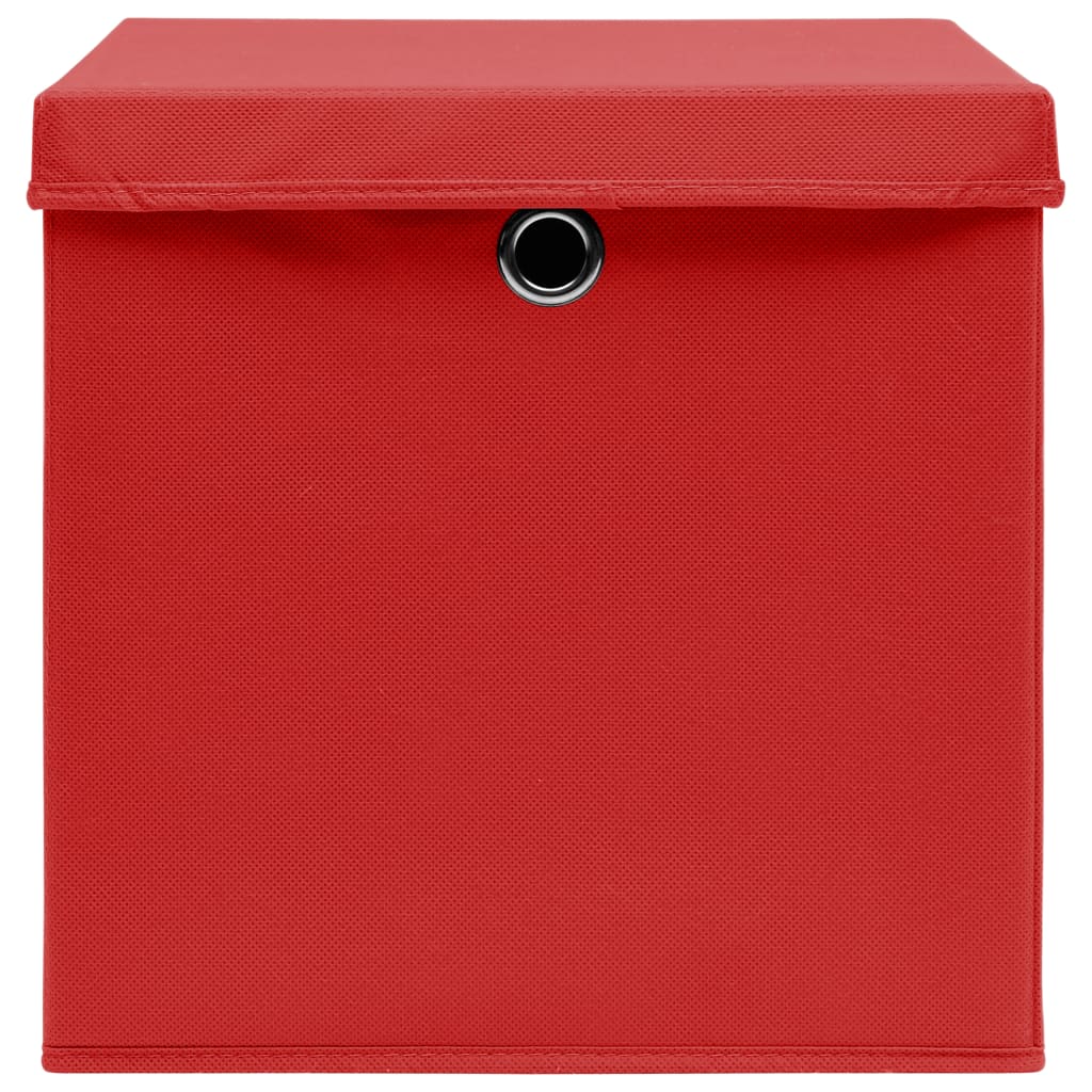  Aufbewahrungsboxen mit Deckeln 4 Stk. 28x28x28 cm Rot