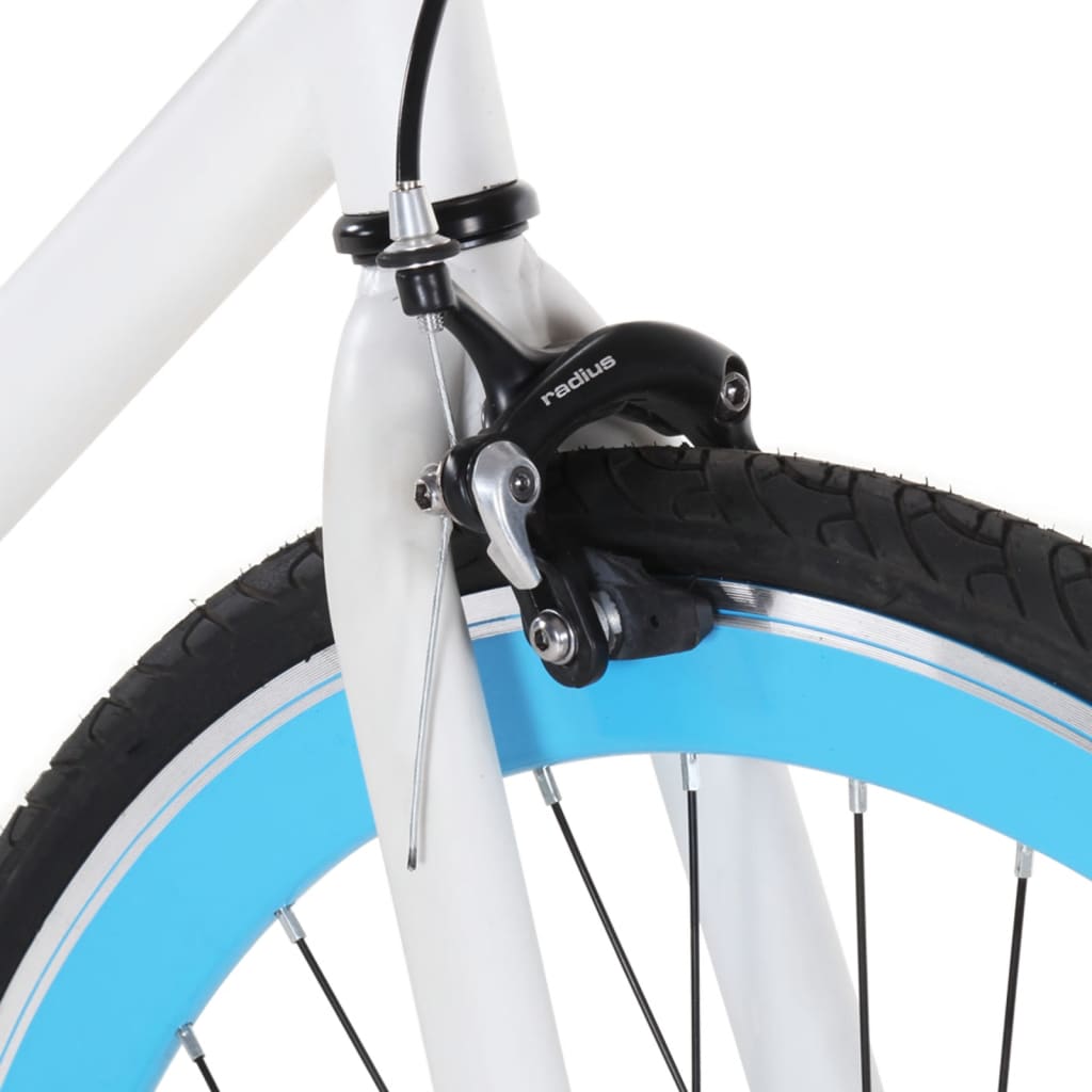  Fahrrad mit Festem Gang Weiß und Blau 700c 55 cm