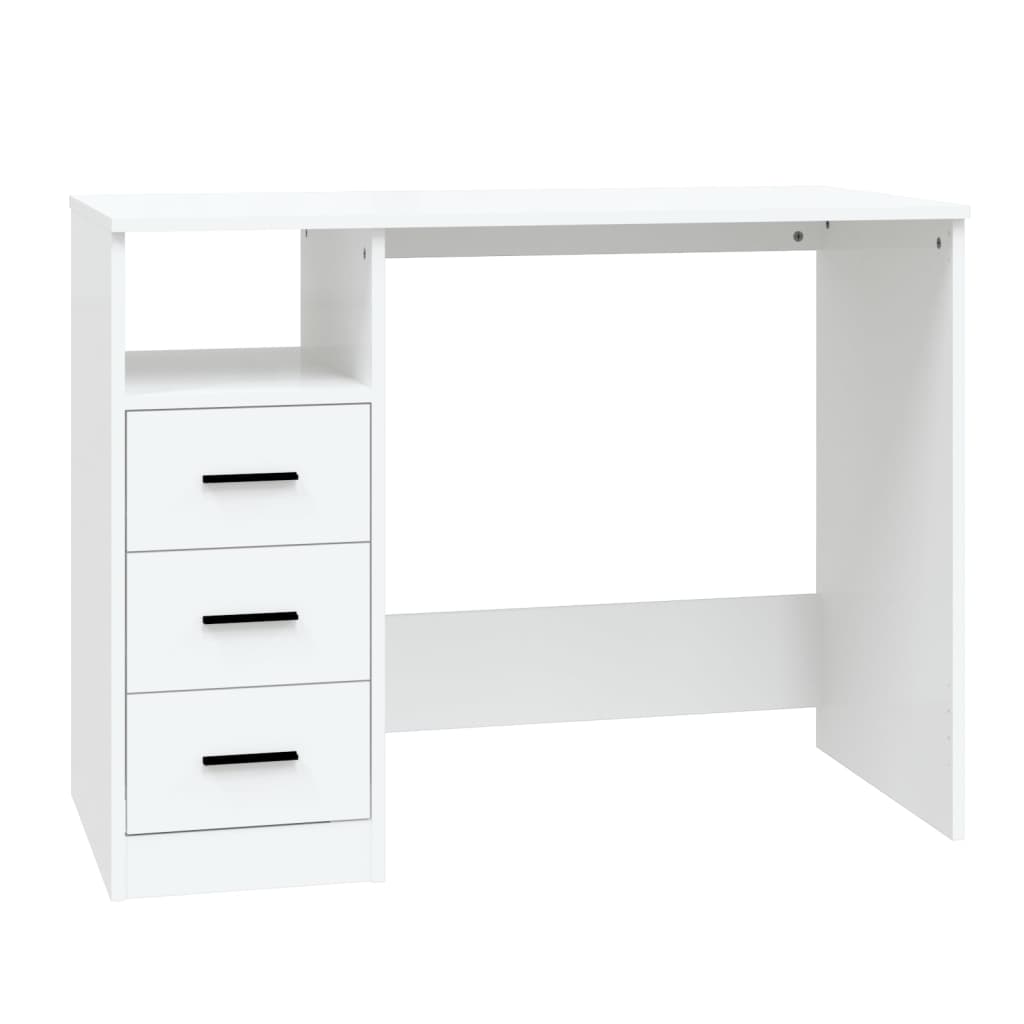 Schreibtisch mit Schubladen Weiß 102x50x76 cm Holzwerkstoff