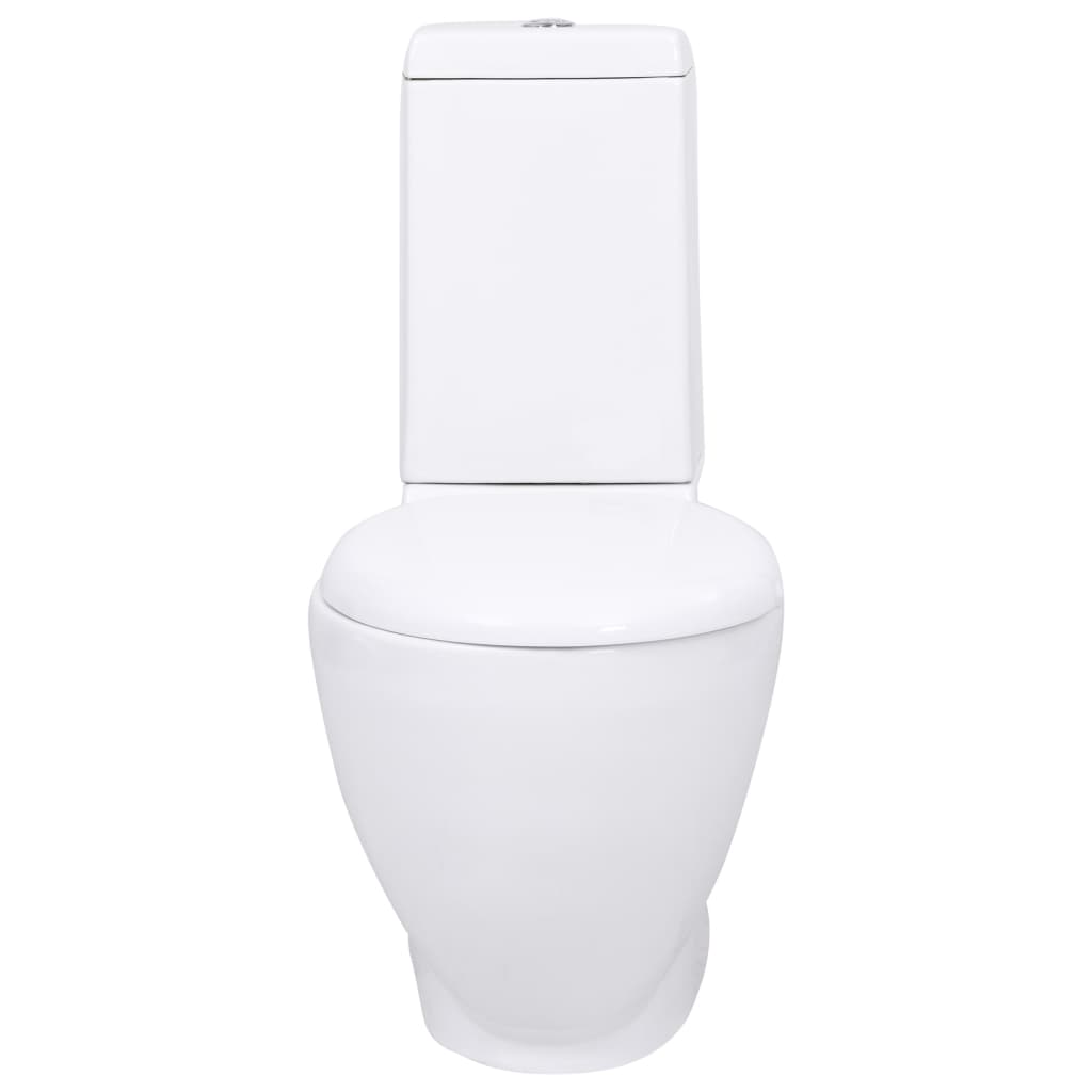  WC Keramik-Toilette Badezimmer Rund Senkrechter Abgang Weiß 