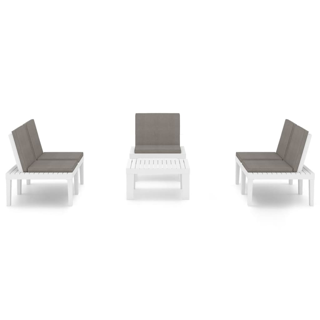  4-tlg. Garten-Lounge-Set mit Kissen Kunststoff Weiß
