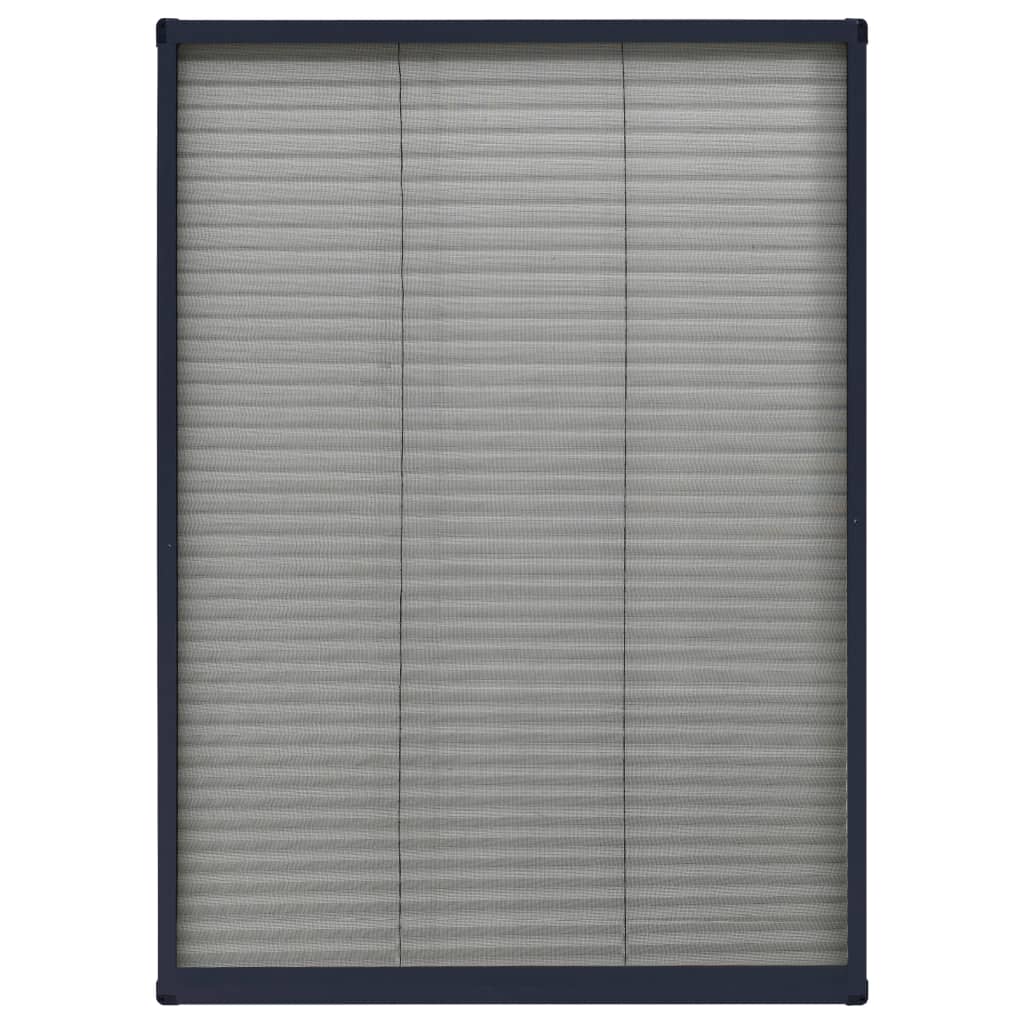 Insektenschutz-Plissee für Fenster Aluminium Anthrazit 80x120cm
