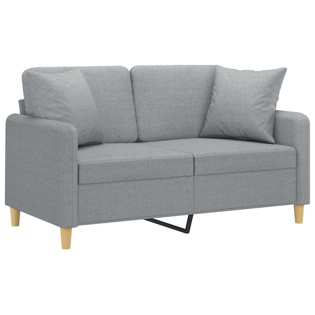  2-Sitzer-Sofa mit Zierkissen Hellgrau 120 cm Stoff