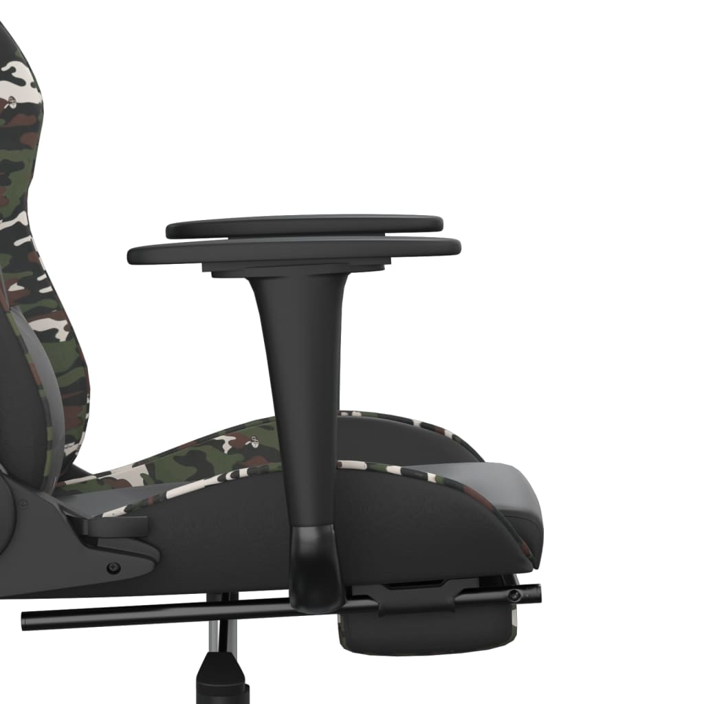  Gaming-Stuhl mit Fußstütze Schwarz und Tarnfarben Kunstleder