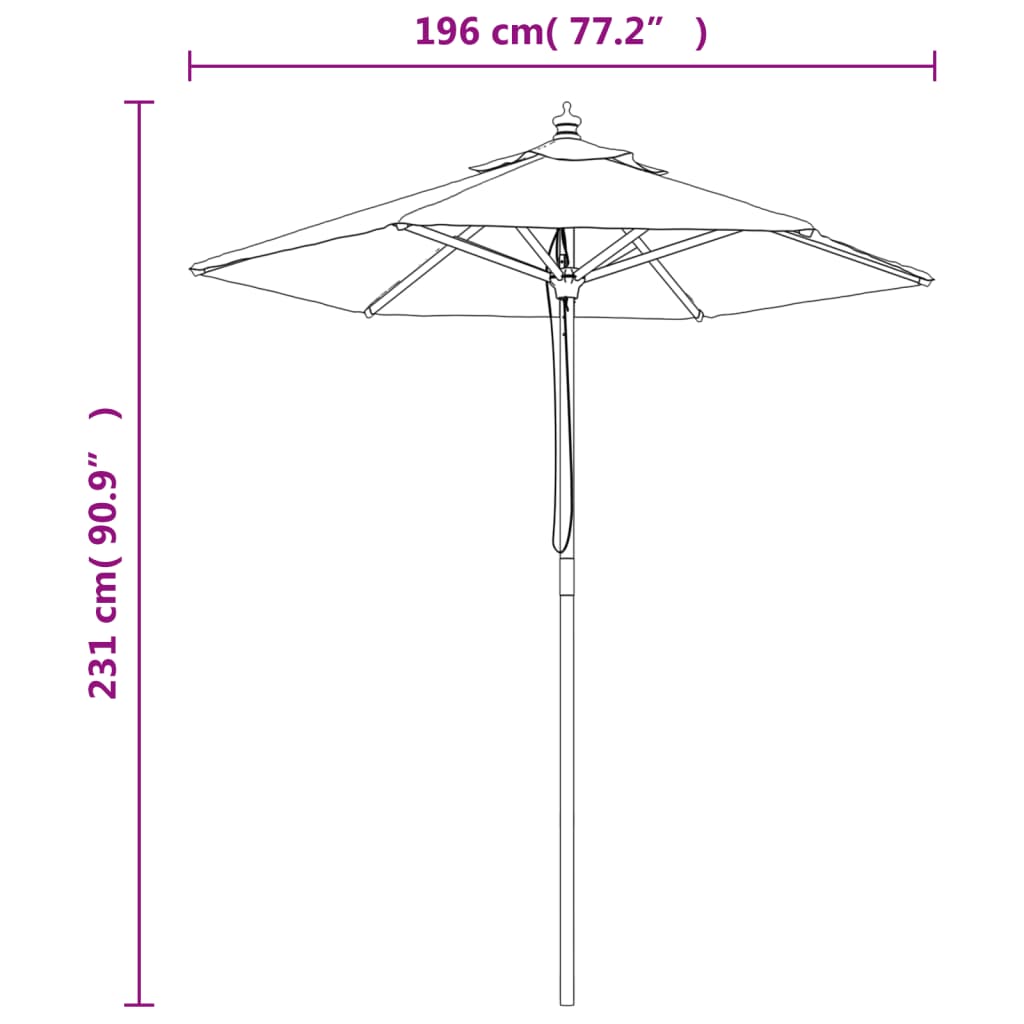  Sonnenschirm mit Holzmast Anthrazit 196x231 cm