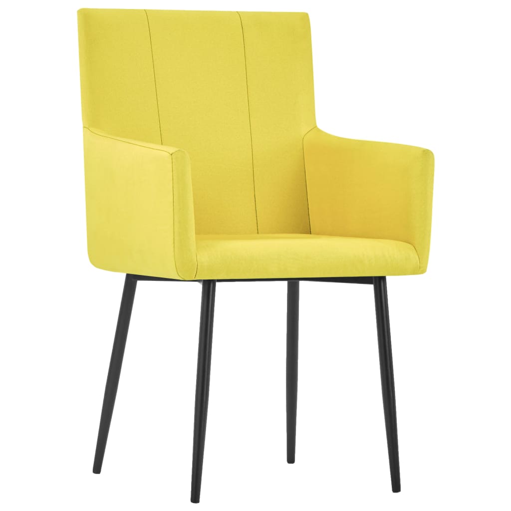  Esszimmerstühle mit Armlehnen 4 Stk. Gelb Stoff