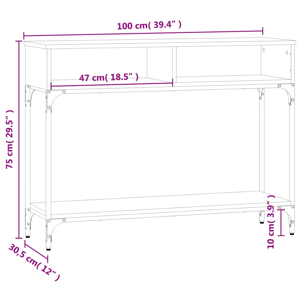  Konsolentisch Grau Sonoma 100x30,5x75 cm Holzwerkstoff